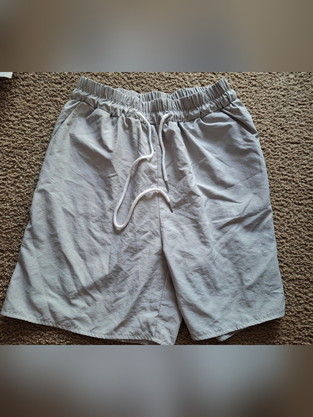 ROMWE Men's Casual Drawstring Shorts - Light Gray